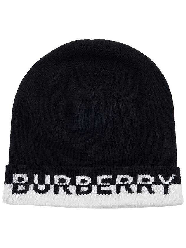 Cashmere Logo Beanie Black - BURBERRY - BALAAN 11