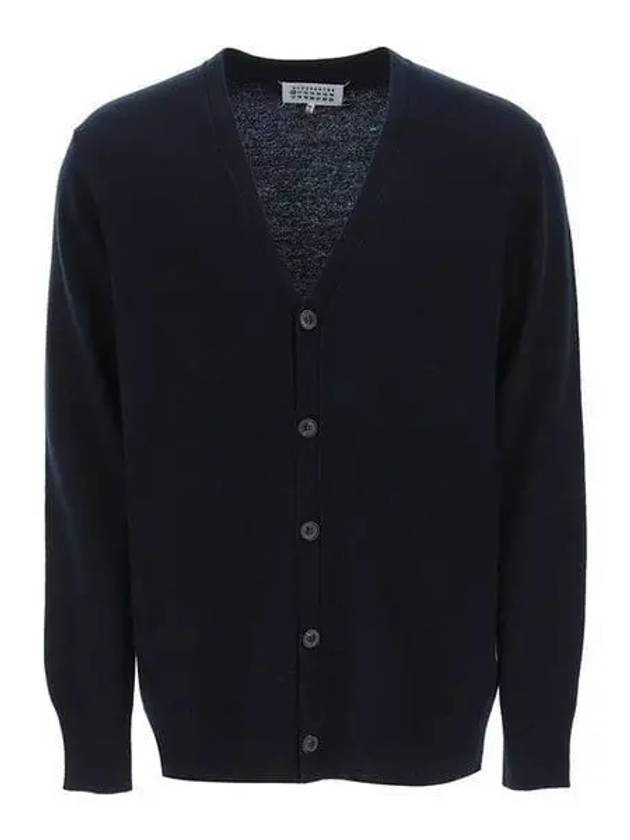 Signature Stitch V-neck Wool Cardigan Navy - MAISON MARGIELA - BALAAN 2