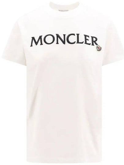 Women's Embroidered Logo Short Sleeve T-Shirt White - MONCLER - BALAAN 2