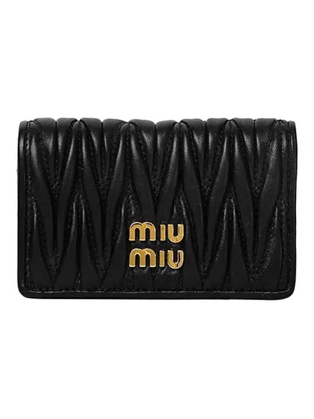 Matelasse Nappa Leather Half Wallet Black - MIU MIU - BALAAN 3