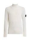 Logo Patch Wool Knit Turtleneck White - STONE ISLAND - BALAAN 2