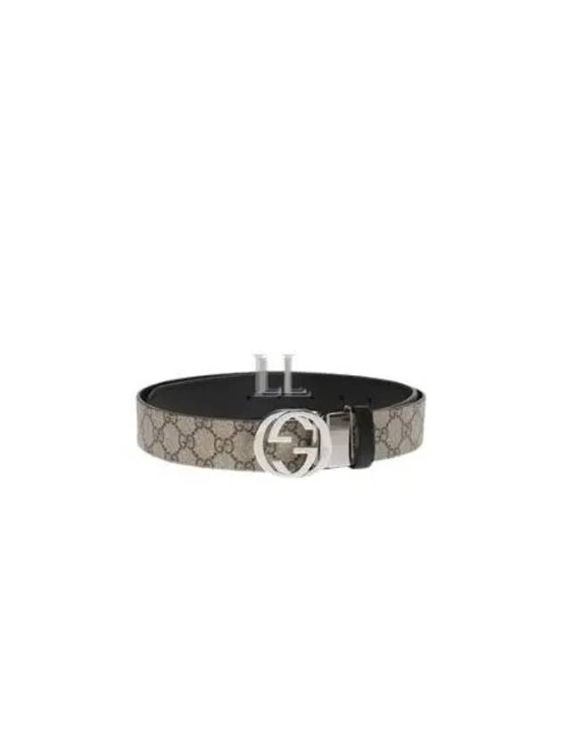 Men's Double-sided GG Supreme Solid Leather Belt Black Beige - GUCCI - BALAAN 2