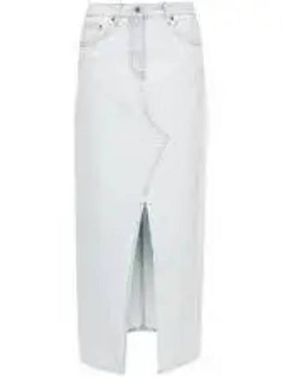 Central Split Denim Long A-Line Skirt Light Blue - MSGM - BALAAN 2