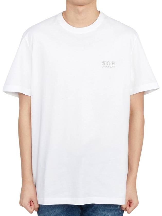 Men's Gold Star Glitter Logo Short Sleeve T-Shirt White - GOLDEN GOOSE - BALAAN 2