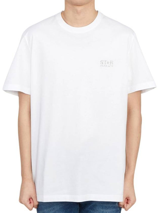 Men's Gold Star Glitter Logo Short Sleeve T-Shirt White - GOLDEN GOOSE - BALAAN 2