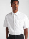 Triangle Logo Pocket Regular Fit Cotton Short Sleeve Shirt White - PRADA - BALAAN 2