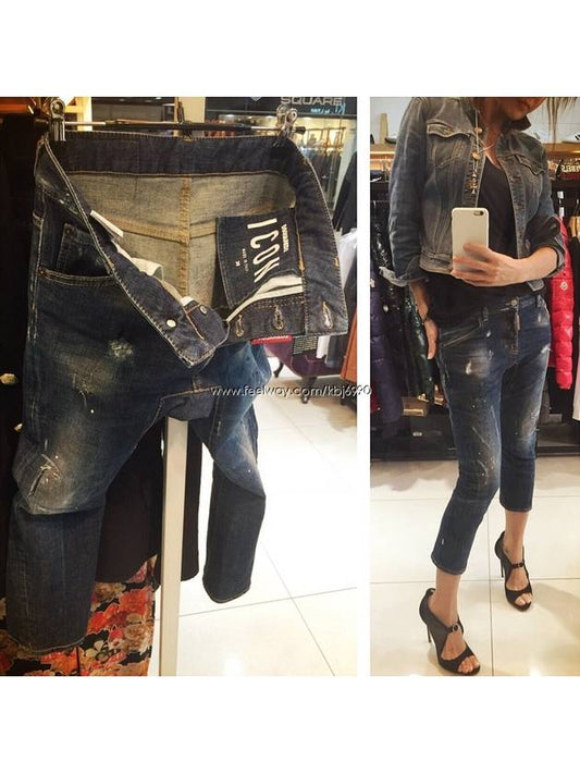 Women's ICON 20th Anniversary Limited Edition Rust Washed Wire Biker Jeans 72LA0773 - DSQUARED2 - BALAAN 1