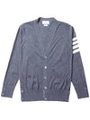 Men's Sustainable Classic Diagonal Wool Cardigan Medium Grey - THOM BROWNE - BALAAN 2