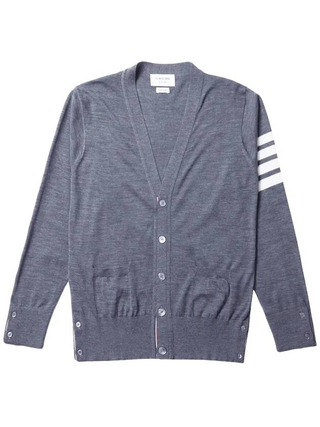 Men's Sustainable Classic Diagonal Wool Cardigan Medium Grey - THOM BROWNE - BALAAN 2