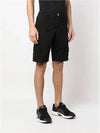 Men's Logo Patch Cargo Bermuda Shorts Black - STONE ISLAND - BALAAN 4