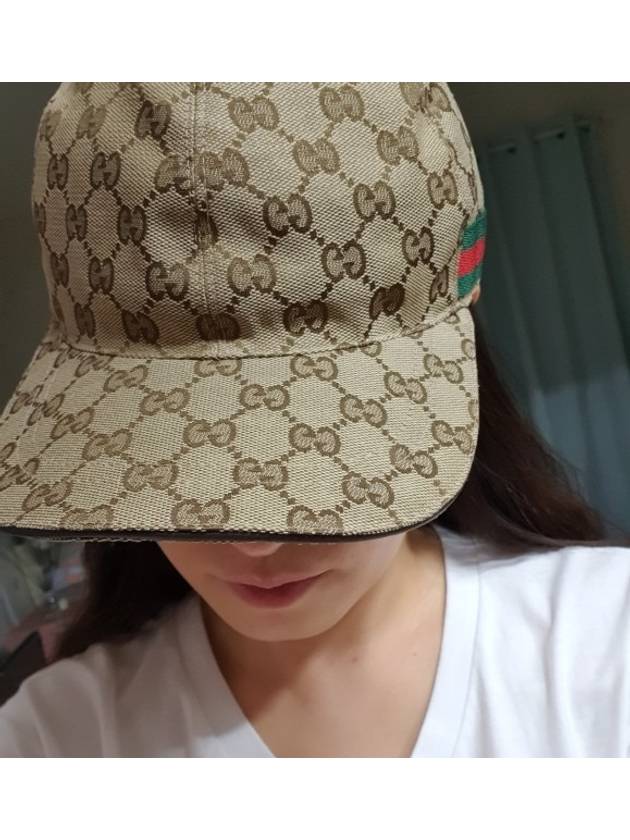 Original GG Web Supreme Canvas Baseball Ball Cap Beige Ebony - GUCCI - BALAAN 8