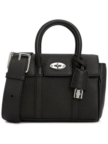 Bayswater Mini Heavy Grain Shoulder Bag Black - MULBERRY - BALAAN.