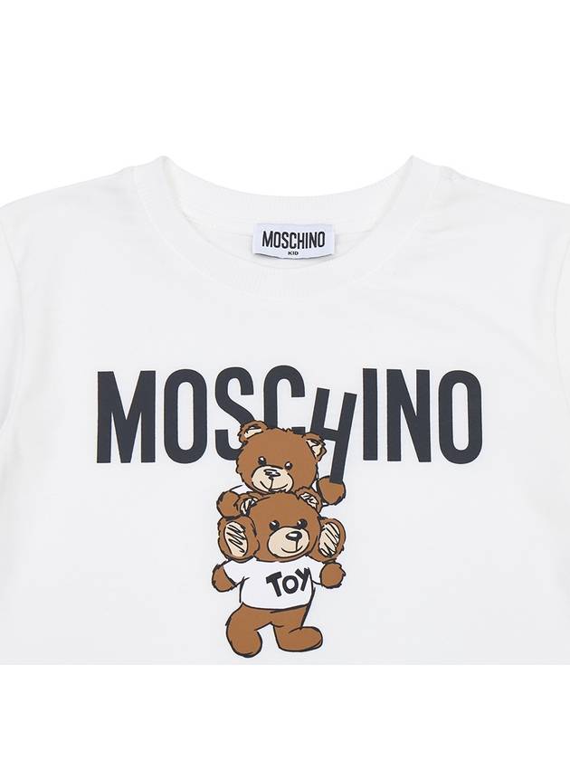 Kids Teddy Logo Jersey Short Sleeve T-Shirt White - MOSCHINO - BALAAN 4