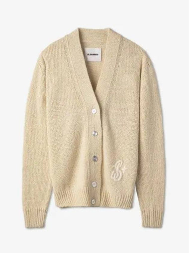 Logo V neck cardigan ivory JPPU759505WUY25028106 - JIL SANDER - BALAAN 1