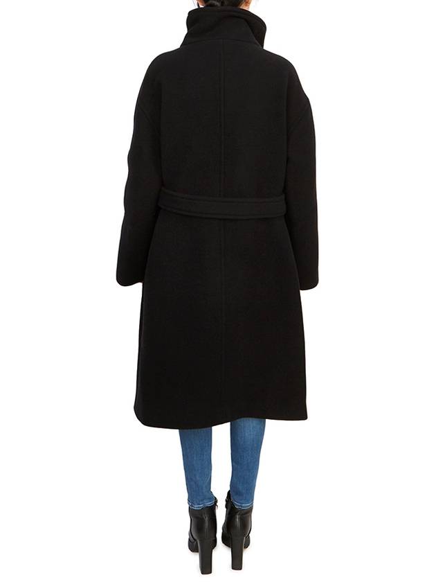 High-Neck Belted Wool Single Coat Black - ACNE STUDIOS - BALAAN 5