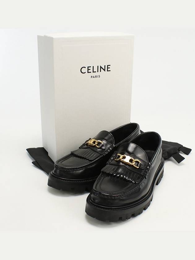 Triomphe Chain Polished Bull Margaret Loafers Black - CELINE - BALAAN 9