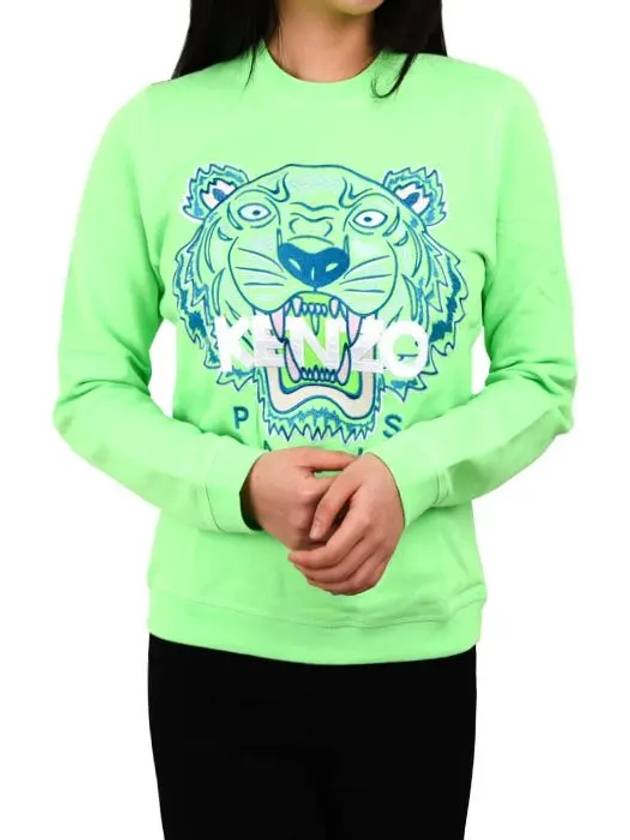 Women's Tiger Embroidery Sweatshirt Lime 4X0 2SW705 - KENZO - BALAAN 2