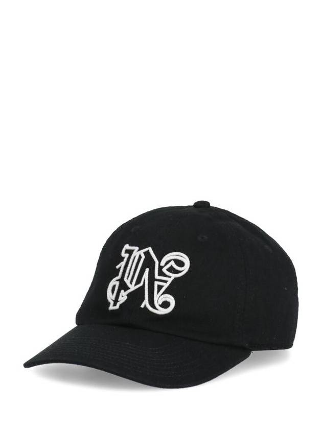 Embroidered Monogram Base Ball Cap Black - PALM ANGELS - BALAAN 2