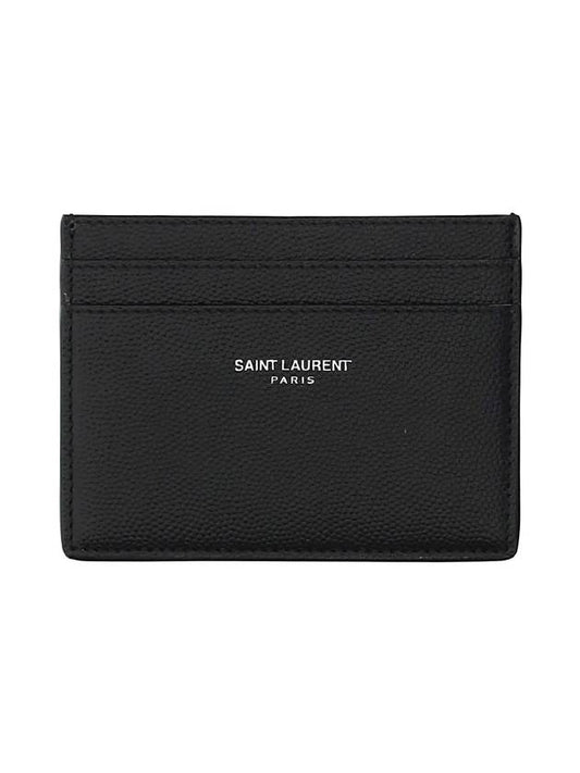 Embossed Leather Card Wallet Black - SAINT LAURENT - BALAAN 1