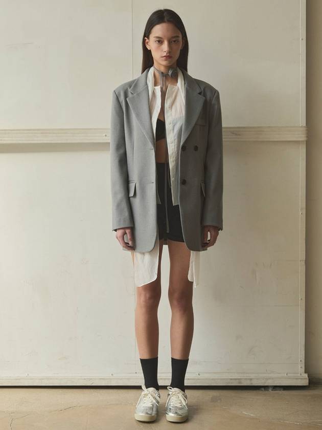 Women's Single Coat FLOWER STRAP JACKET_GREY - SIGREAT - BALAAN 1