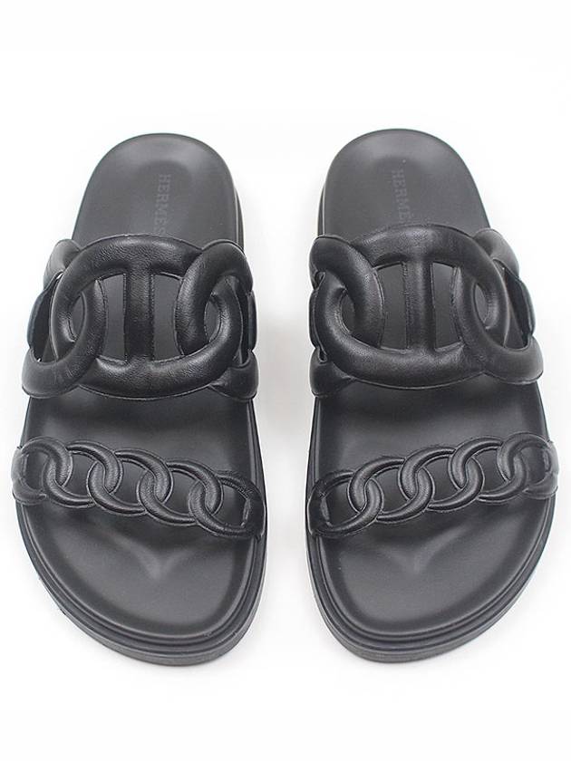 Extra Women s Sandals Slippers Noir Black 38 5 Size H222302Z - HERMES - BALAAN 3