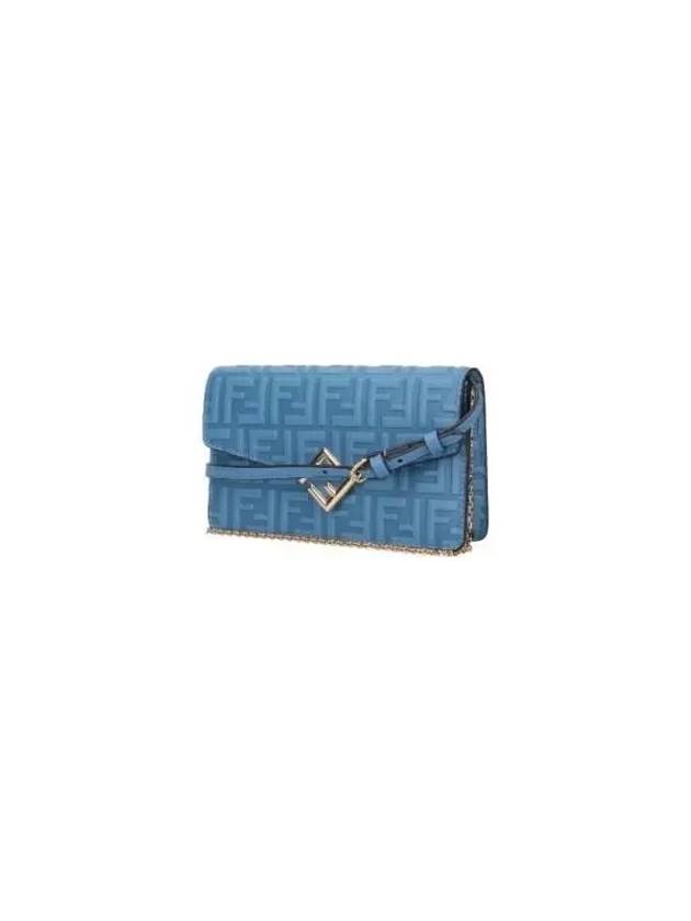 Diamond FF Logo Chain Long Wallet Blue - FENDI - BALAAN 3