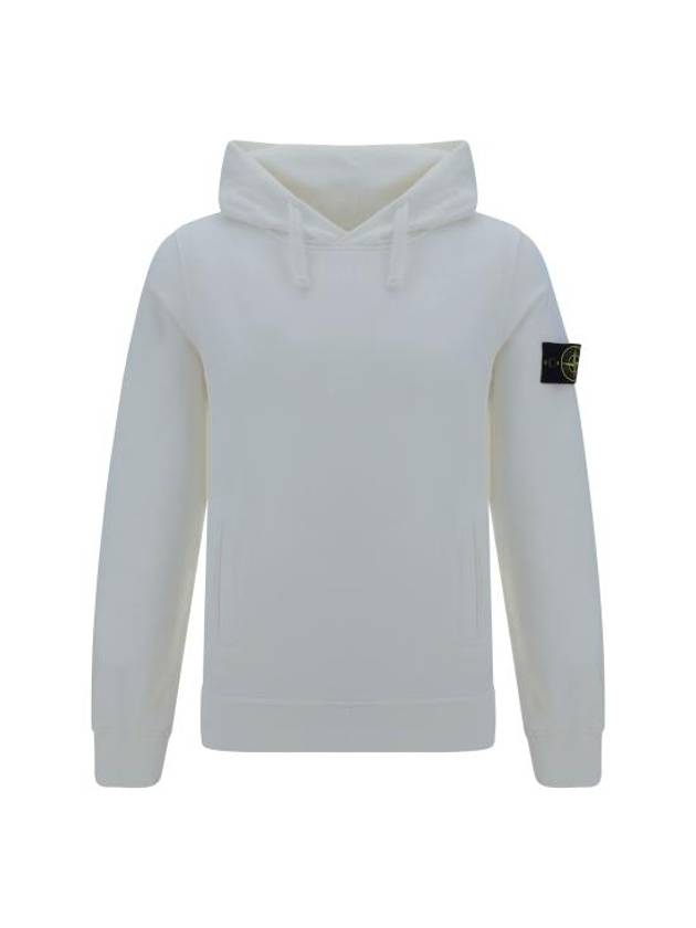 Wappen Patch Brushed Cotton Fleece Hoodie White - STONE ISLAND - BALAAN 1