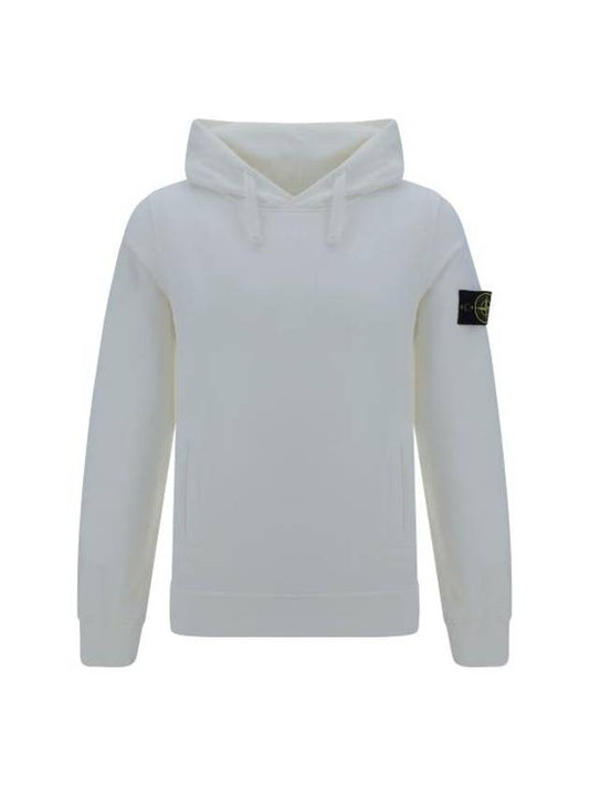 Wappen Patch Brushed Cotton Fleece Hoodie White - STONE ISLAND - BALAAN 1