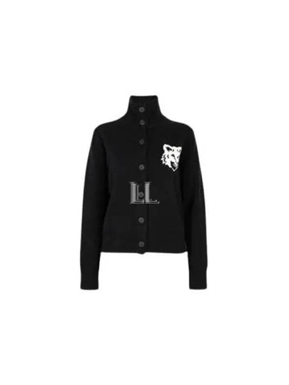 Fox Head Intarsia High Neck Cardigan Black - MAISON KITSUNE - BALAAN 2