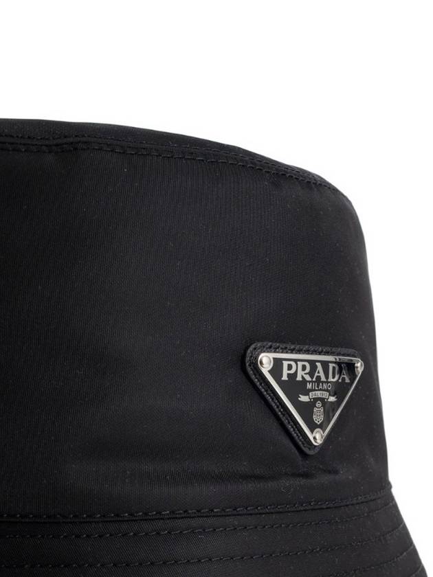 Triangle Logo Re-nylon Bucket Hat Black - PRADA - BALAAN 7