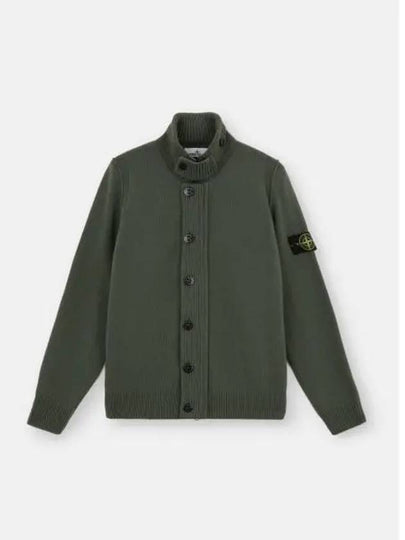 Wappen High Neck Button Up Wool Cardigan Green - STONE ISLAND - BALAAN 2