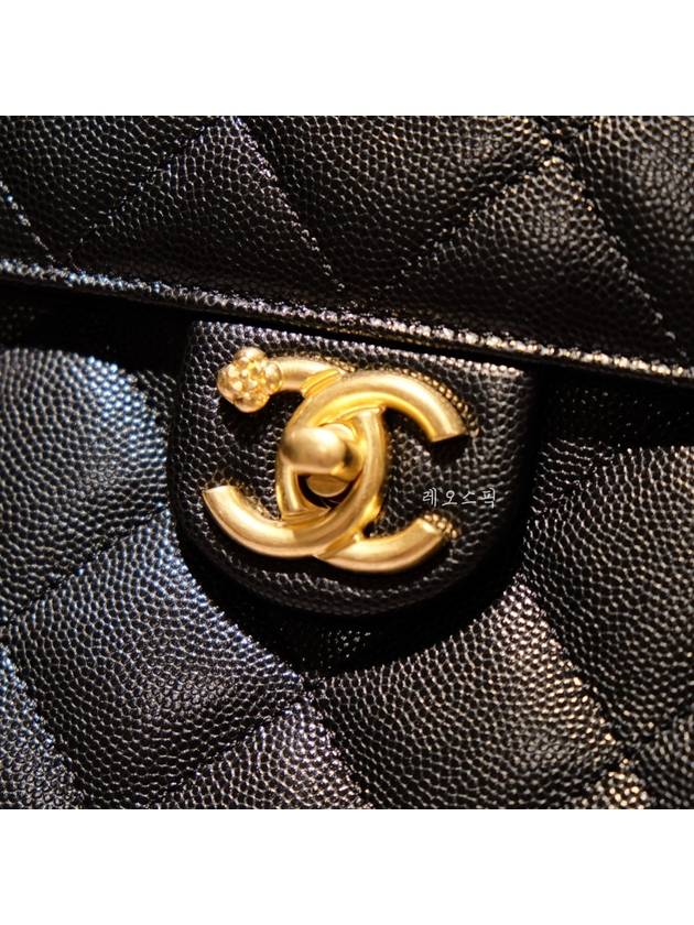 23K camellia decorated chain base square backpack caviar calfskin black AS4490 B14351 94305 - CHANEL - BALAAN 7