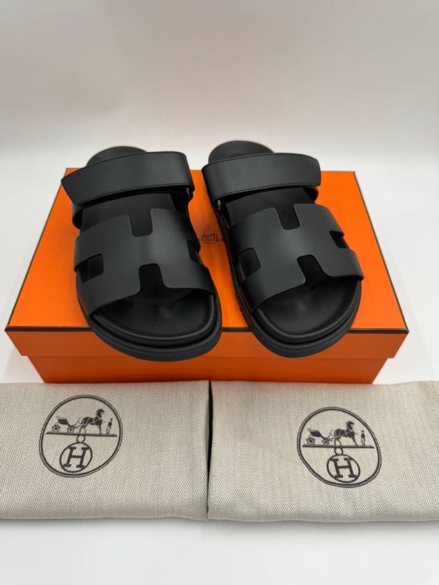 Chypre Leather Sandals Black - HERMES - BALAAN 2