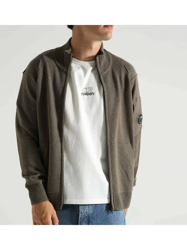 Lambswool GRS Zipped Cardigan Beige - CP COMPANY - BALAAN 3