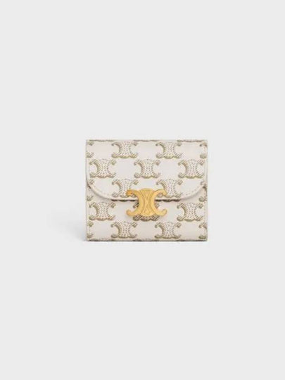 Triomphe Canvas Small Half Wallet White Tan - CELINE - BALAAN 2