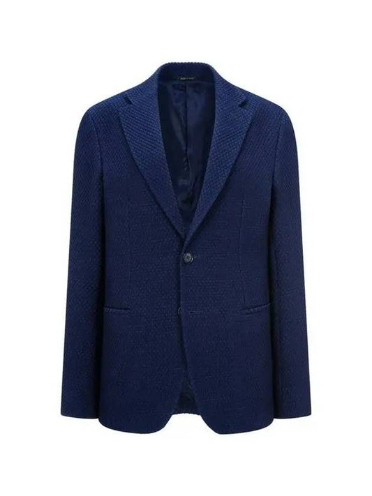 Men s Textured Pattern Single Jacket Navy 270857 - GIORGIO ARMANI - BALAAN 1