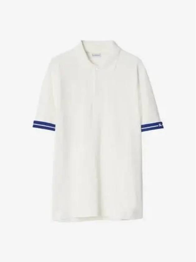 Men's Cotton Polo Shirt White - BURBERRY - BALAAN 3