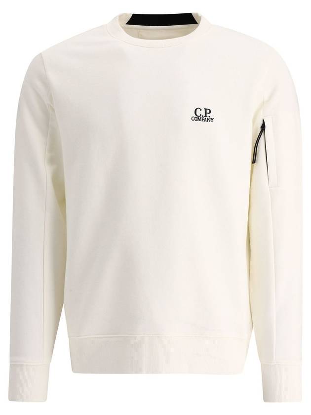 Men's Logo Embroidered Sweatshirt White - CP COMPANY - BALAAN.