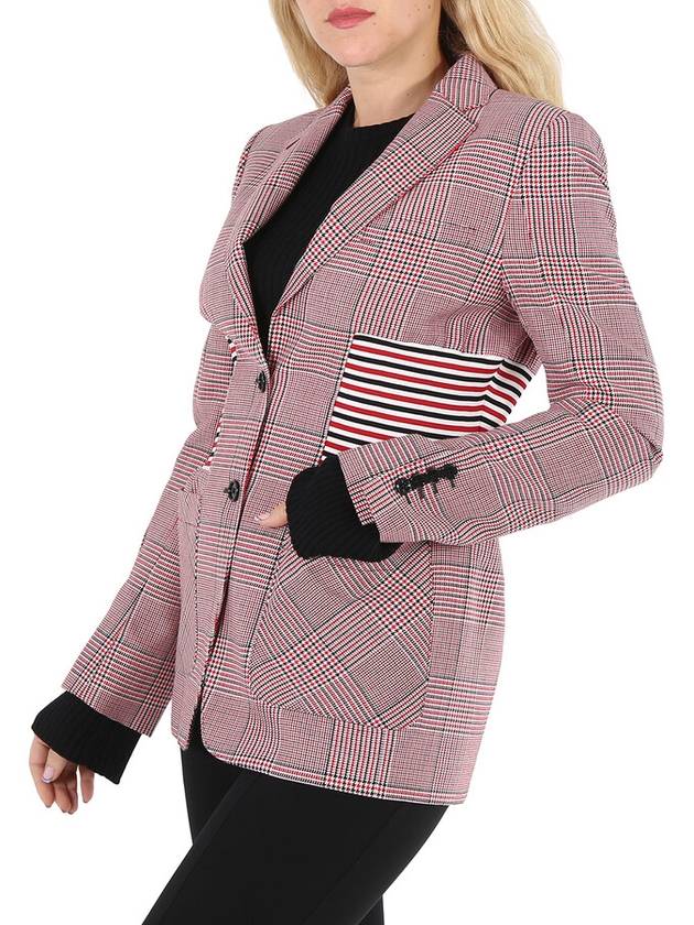 Burberry Ainslee Bright Red Knit Panel Houndstooth Check Wool Jacket, Brand Size 4 (US Size 2) - BURBERRY - BALAAN 3