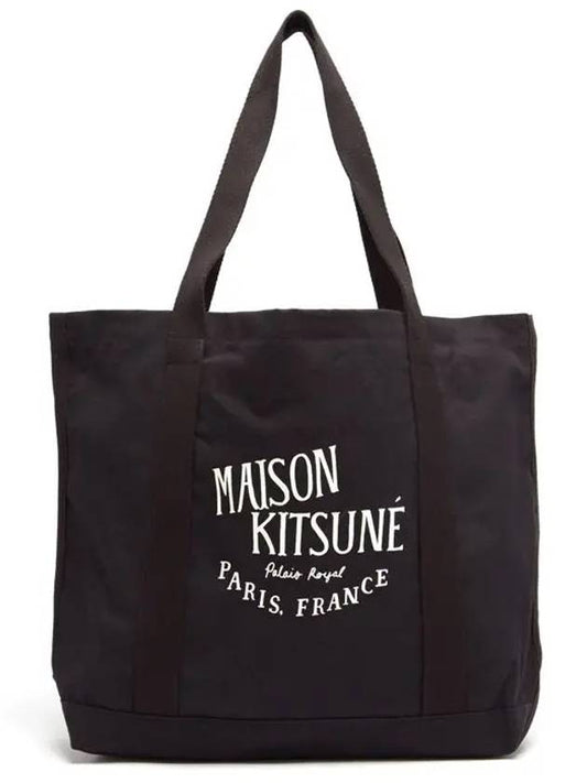 Maison Kitsune Palais Palais Royal Cotton Canvas Tote Bag Black - MAISON KITSUNE - BALAAN 1