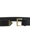 Triangle Logo Plaque City Leather Belt Black - PRADA - BALAAN 4