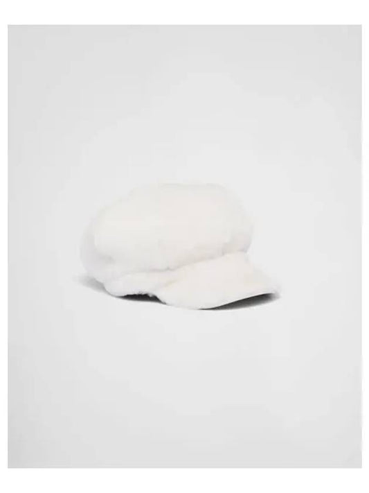 Shearling Newsboy Cap White - PRADA - BALAAN 2