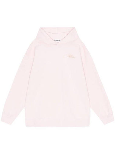 Isoli Oversized Printed Hoodie Light Pink - GANNI - BALAAN 1