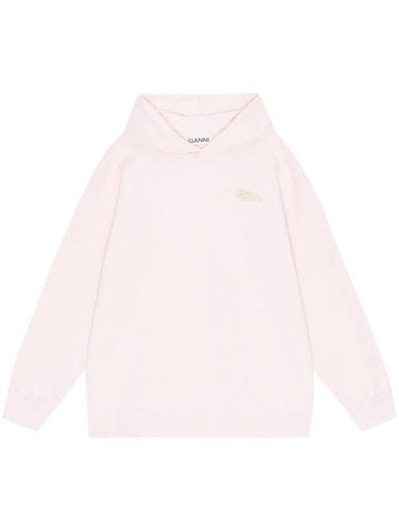 Isoli Oversized Printed Hoodie Light Pink - GANNI - BALAAN 1