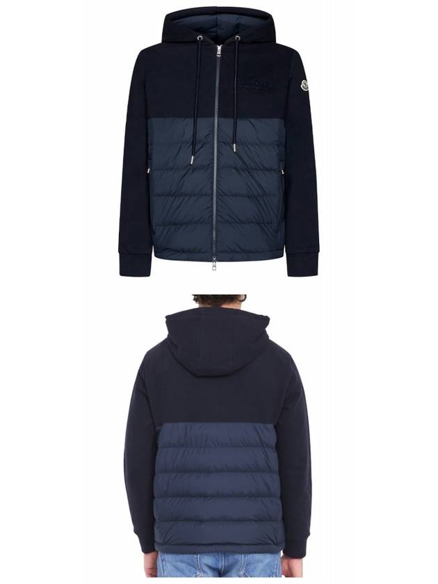 8G00013 89AF5 778 FELPA logo patch hooded zipup jacket navy men's jacket TJ - MONCLER - BALAAN 4