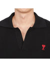 Small Heart Long Sleeve Polo Shirt Black - AMI - BALAAN 6