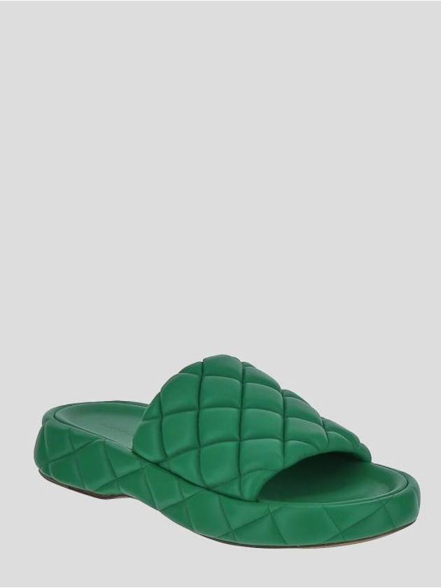 Quilted Leather Slippers Green - BOTTEGA VENETA - BALAAN 4