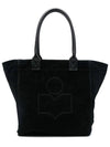 Isabel Marant Etoile Yenki Logo Suede Small Tote Bag Black PM0002FA A1C14M 01BK STK - ISABEL MARANT ETOILE - BALAAN 1