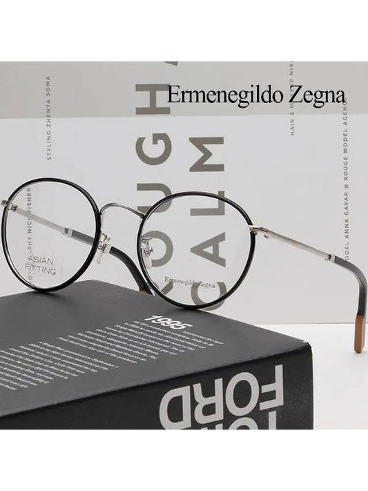 Zegna Glasses Frame EZ5182F 001 Round Frame Men Women Asian Fit - ERMENEGILDO ZEGNA - BALAAN 2