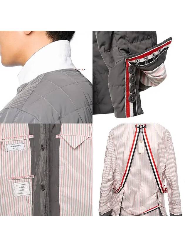 4 Bar Poly Twill Padding Blazer Jacket Grey - THOM BROWNE - BALAAN 9